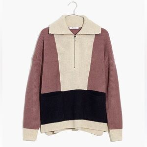 Madewell Glenbrook Half-Zip Pullover Sweater in Colorblock